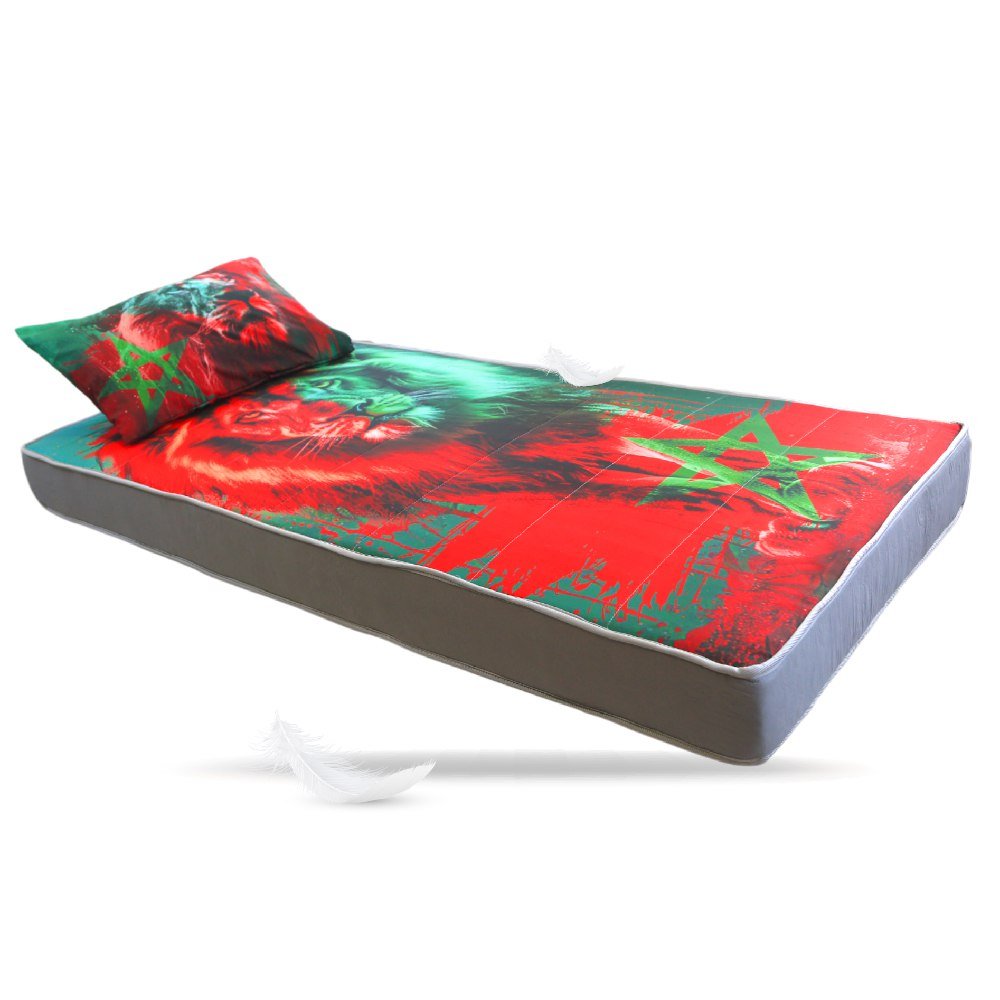 Pack Matelas Camping Pack Matelas Camping Lion d’Atlas : Mtls 1Place (190x90x15cm) + Oreiller + 1TO: Le Compagnon Idéal pour vos Aventures en Plein Air ! - matelas de camping Dwirty Maroc