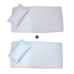 Set Draps Housse Bébé Imprimé "Bleu Serenity" (2 Draps housse 60x120 cm) + (2 TO 30x50cm)