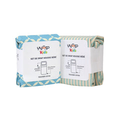 Set Draps Housse Bébé Imprimé "Harmonie Géométrique" (2 Draps housse 60x120 cm) + (2 TO 30x50cm)