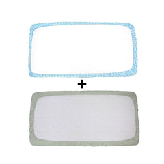 Set Draps Housse Bébé Imprimé "Harmonie Géométrique" (2 Draps housse 60x120 cm) + (2 TO 30x50cm)