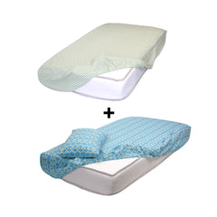 Set Draps Housse Bébé Imprimé "Harmonie Géométrique" (2 Draps housse 60x120 cm) + (2 TO 30x50cm)