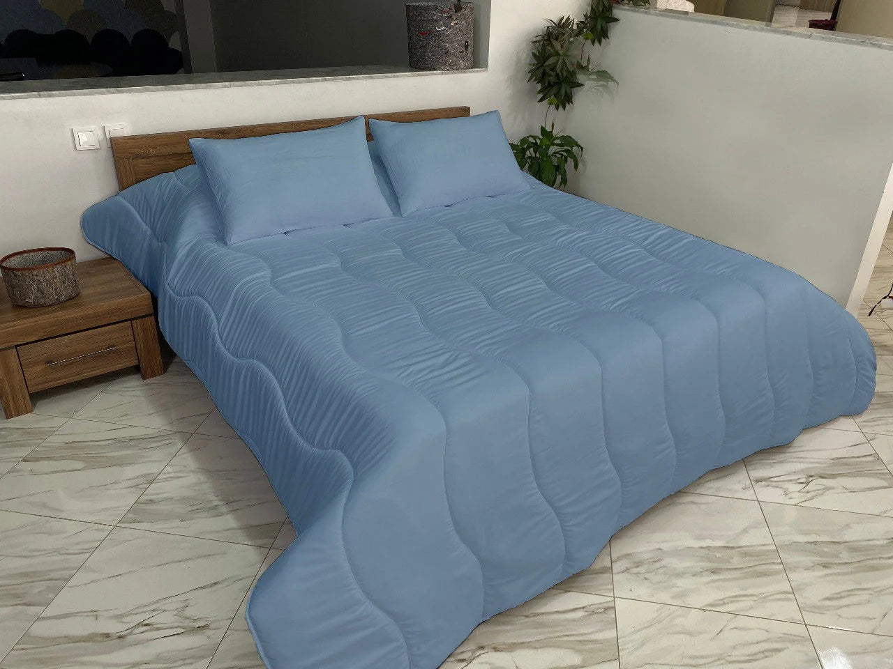 Pack Couette KASBAH  Uni Bleu Jean Acheté = Oreiller Kasbah Offert