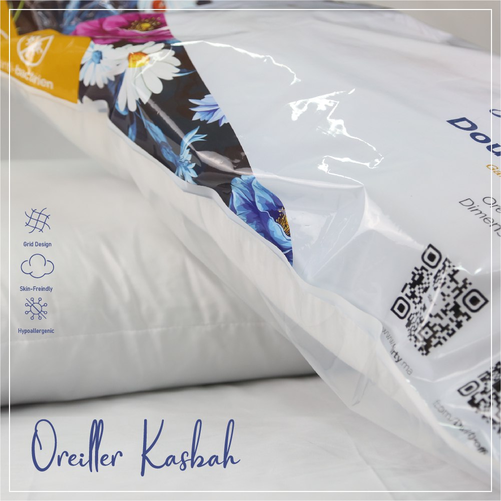 Pack 2 Oreiller Ferme Synthétique KASBAH = 2 Taies d'oreiller Violet offert // offre 2024