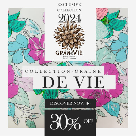 Housse de Couette Double Face 'Pétale d'Amour' -Doux & Antiallergique -+ Taie d'oreiller Offert