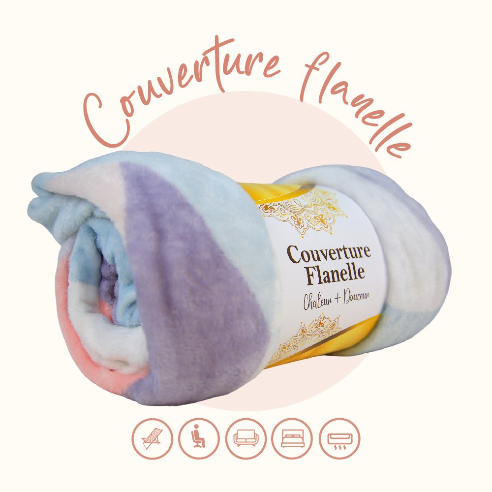 🌟Couverture Imprimée en Flanelle Tradi  -Doux & Antiallergique (C°++☀️)🌟