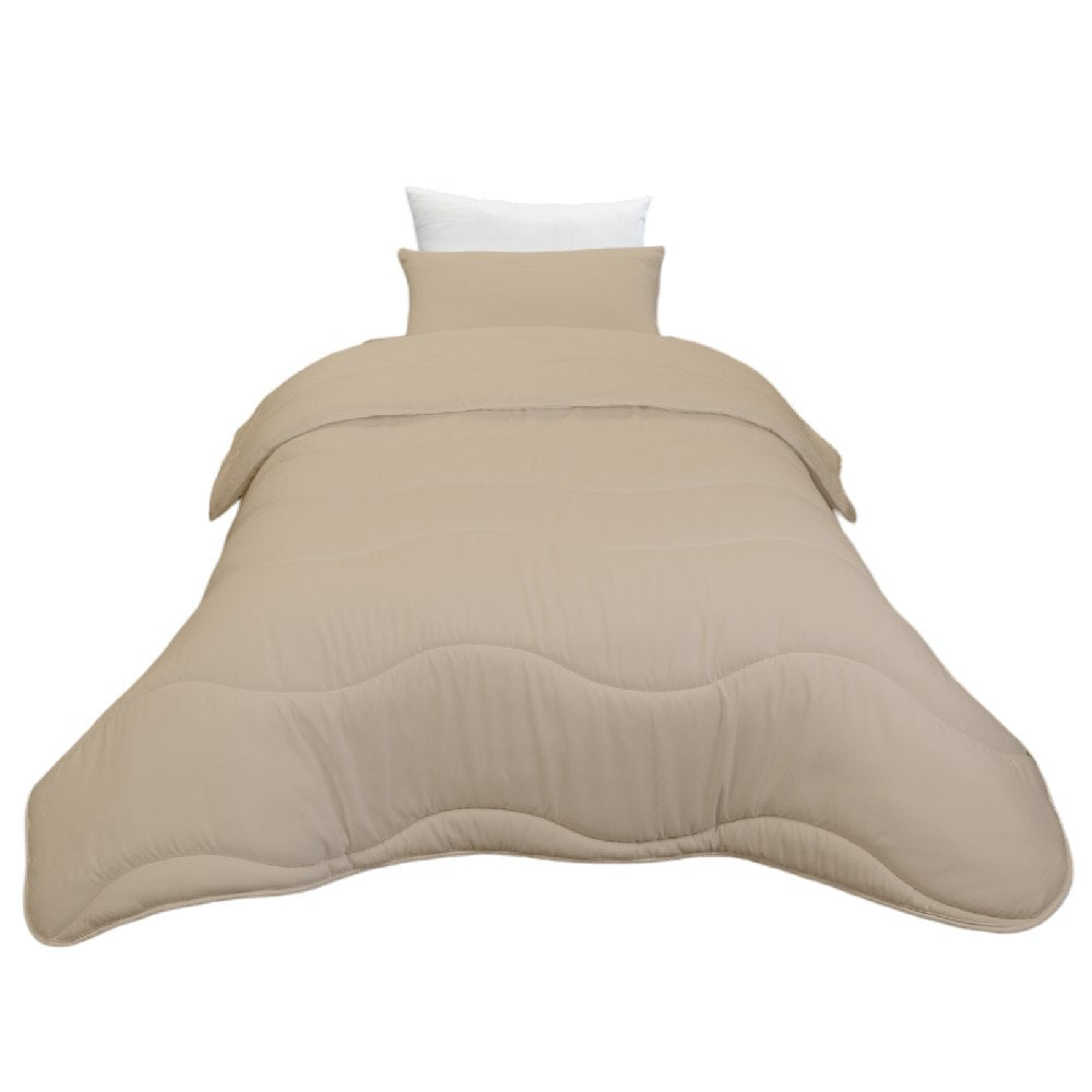 Couette Uni Kasbah Microfibre Beige Sable + Taie d'Oreiller Offertes  // Chaude C°+++ & Antiallérgique