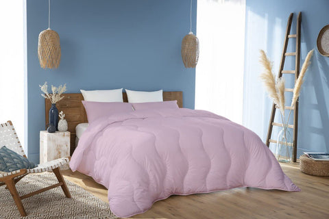 Couette Uni Kasbah Microfibre Rose + Taie d'Oreiller Offertes // Chaude C°++ &  Antiallérgique
