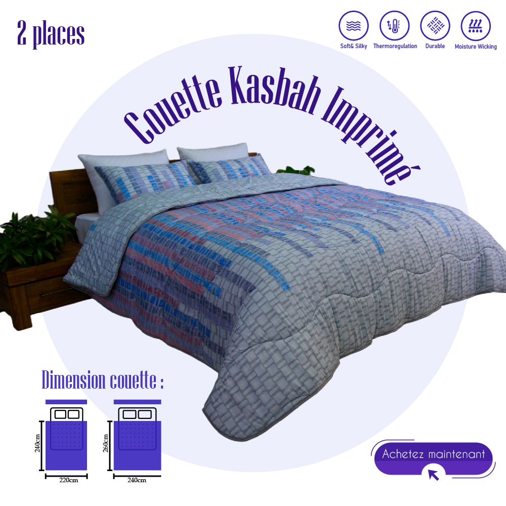 Couette imprimée Kasbah Samia + Taie d'oreiller Offertes  // Chaude C°++ & Antiallérgique