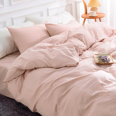 Housse Couette Rose + Taies d'oreillers Offerts  -Doux & Antiallergique -
