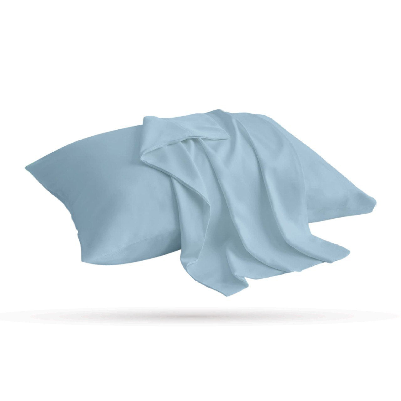 2 Taies d'oreiller Uni Bleu Glacier Doux & Antiallergique 50x70cm // offre 2024