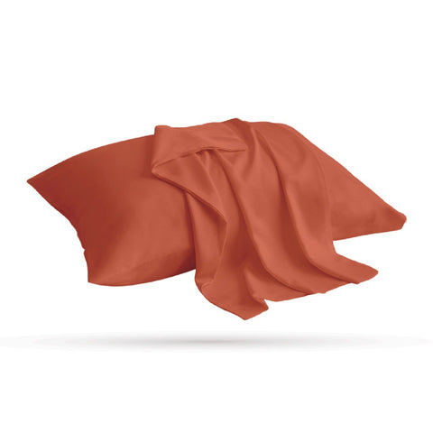 2 Taies d'oreiller Uni Orange Doux & Antiallergique 50x70cm // offre 2024