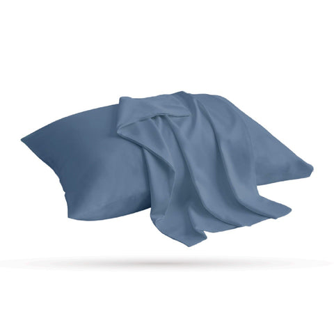 2 Taies d'oreiller Uni Bleu Jean Doux & Antiallergique 50x70cm // offre 2024