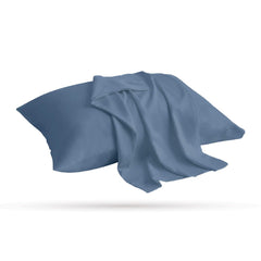 2 Taies d'oreiller Uni Bleu Jean Doux & Antiallergique 50x70cm // offre 2024