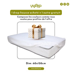 Drap Housse Bébé - Antiallergique & Doux - 60x120 cm - Un acheté le 2éme est offert