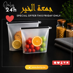 Sac Alimentaire pour Conservation des Aliments - Taille 1 L - Sac Alimentaire en Silicone Dwirty Maroc