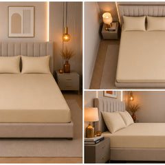 Set de drap Beige (Drap housse + 2 Taies d'oreiller) - Douceur Absolue - Dwirty Maroc