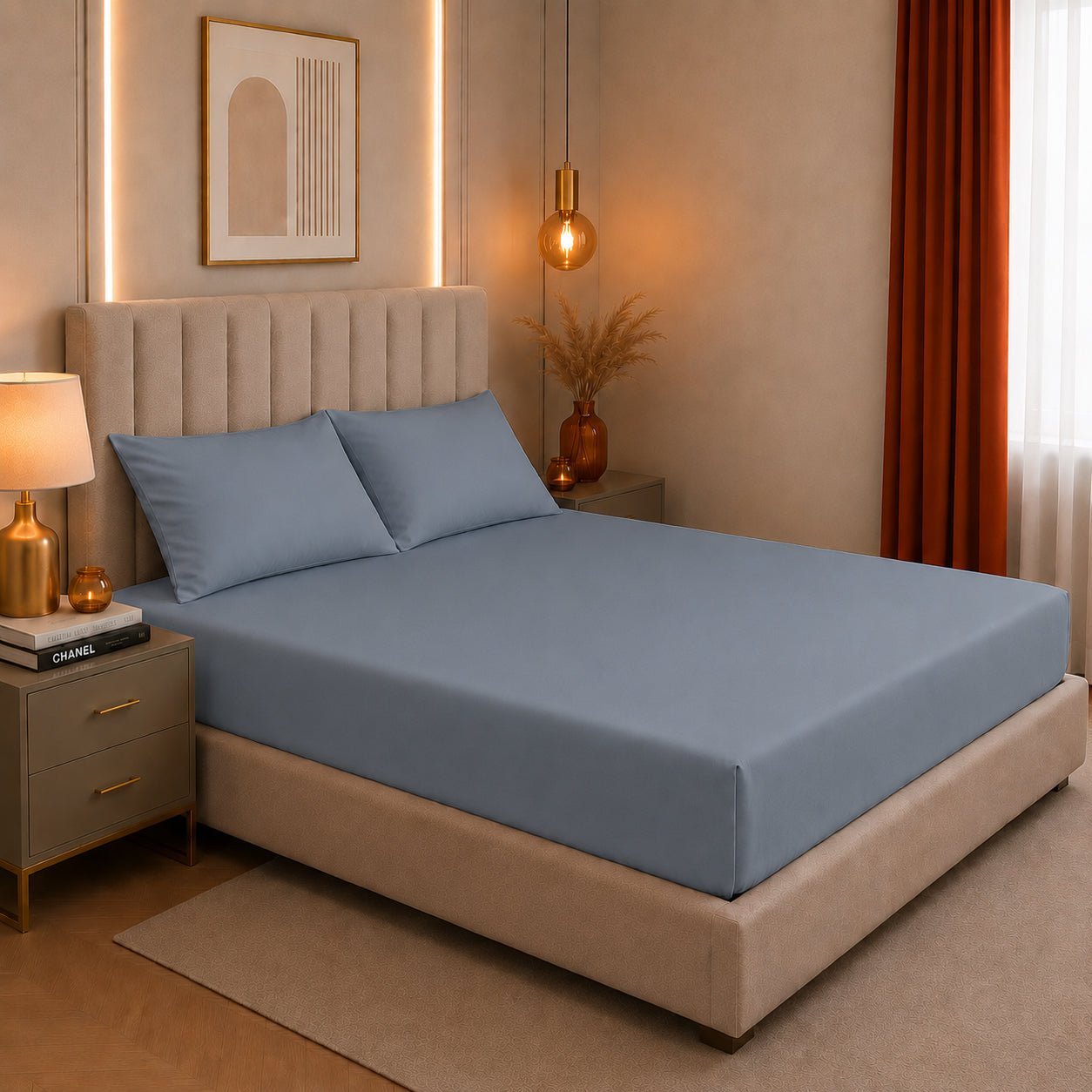 Set de Drap Bleu (Drap Housse + TO 50x70 cm) - Doux & Antiallergique - drap housse Dwirty Maroc