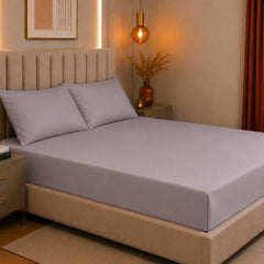 Set de drap Gris (Drap housse + 2 Taies d'oreiller) - Douceur Absolue - Dwirty Maroc