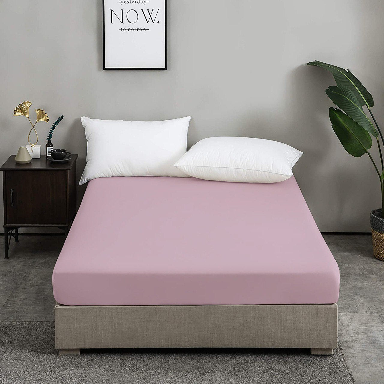 Set de Drap ROSE (Drap Housse + TO 50x70 cm) - Doux & Antiallergique - drap housse Dwirty Maroc
