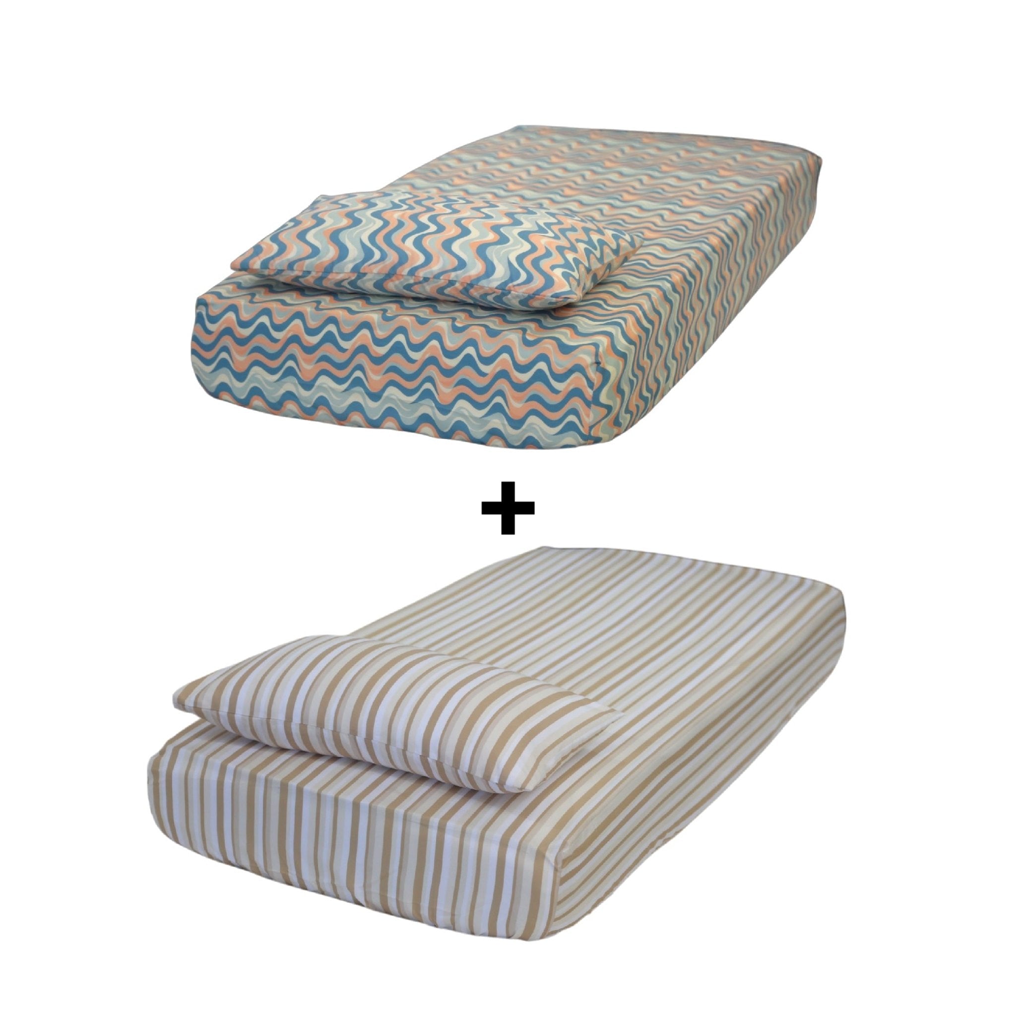 Set de Draps Bébé "Rayures et Vagues" (DH + TO) – Achetez - en 1, le 2ᵉ est Gratuit | Doux & Antiallergique - set de drap Dwirty Maroc