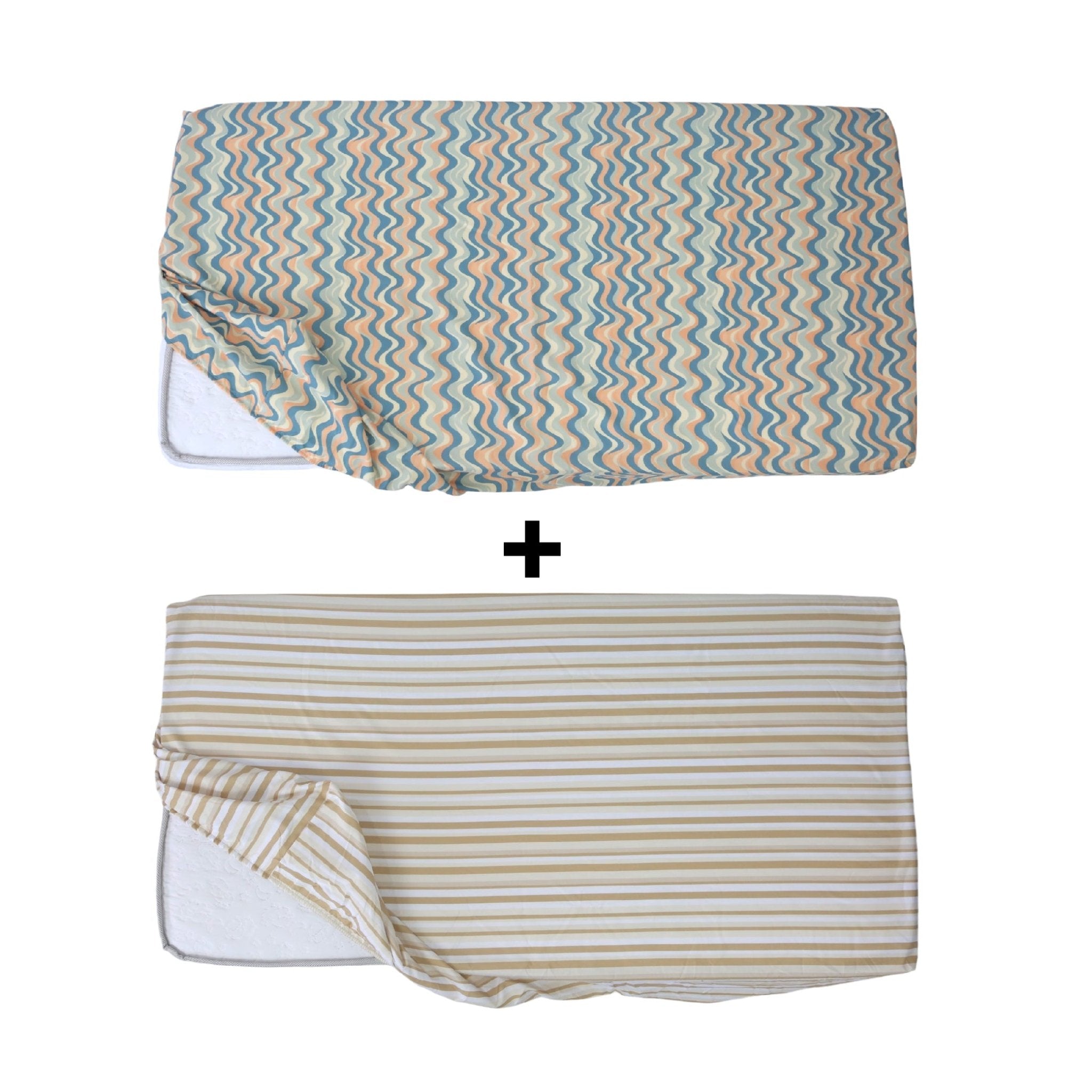 Set de Draps Bébé "Rayures et Vagues" (DH + TO) – Achetez - en 1, le 2ᵉ est Gratuit | Doux & Antiallergique - set de drap Dwirty Maroc