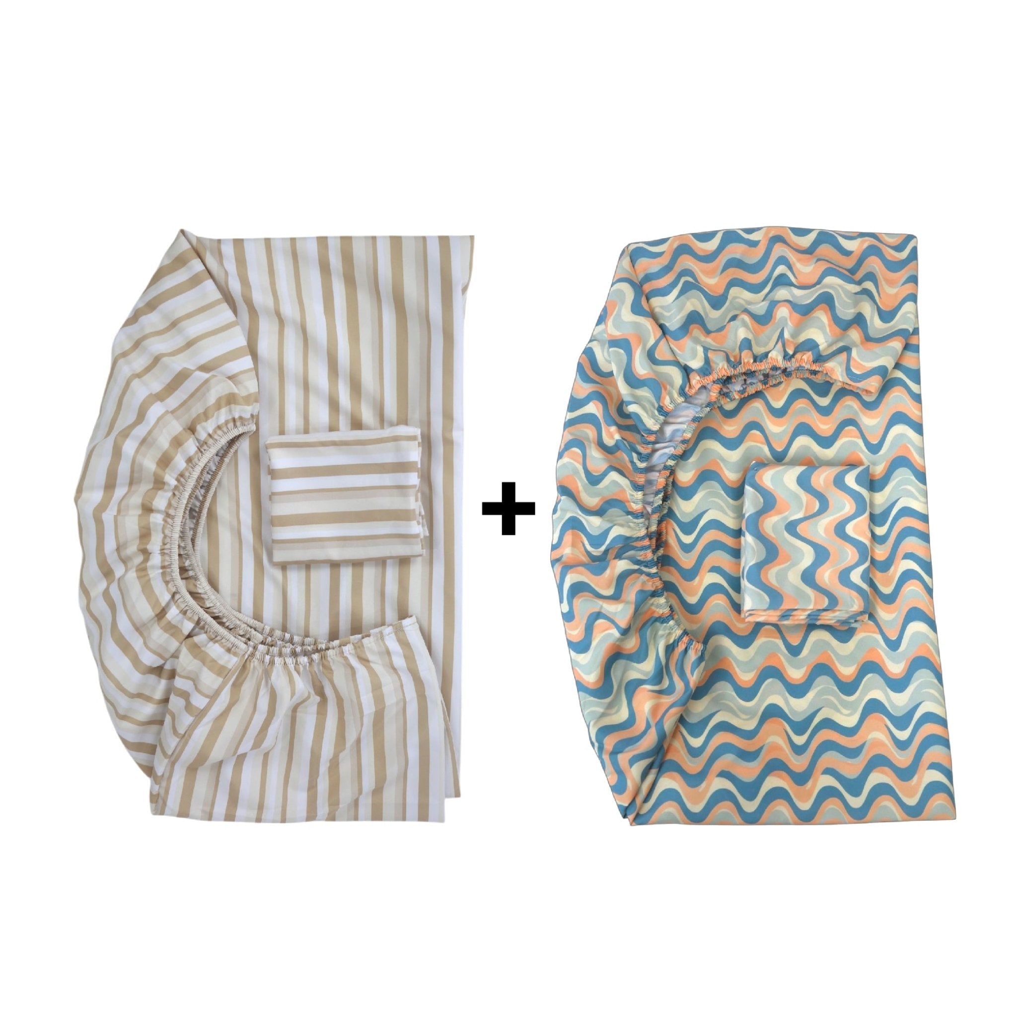 Set de Draps Bébé "Rayures et Vagues" (DH + TO) – Achetez - en 1, le 2ᵉ est Gratuit | Doux & Antiallergique - set de drap Dwirty Maroc