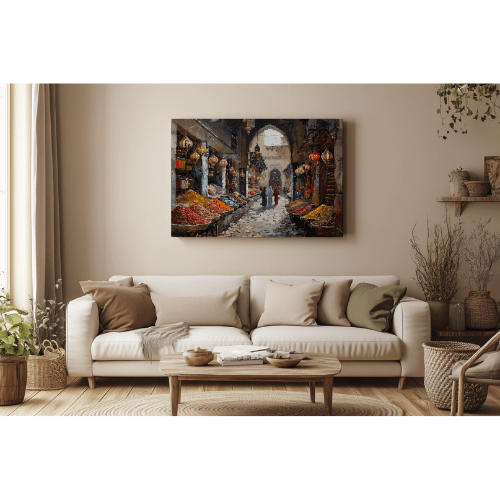 Tableau Décoratif Souk Traditionnelle - Lumières & Ombres Collection - tableau Décoratif Dwirty Maroc