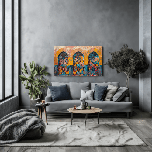 Tableau Fenêtres Arabesques - Collection Lumières & Ombres 🌟 - tableau Décoratif Dwirty Maroc