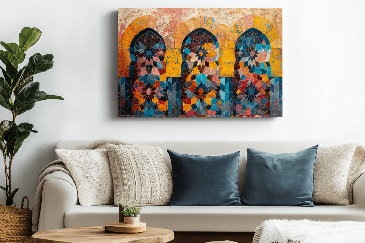Tableau Fenêtres Arabesques - Collection Lumières & Ombres 🌟 - tableau Décoratif Dwirty Maroc