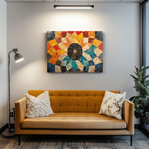 Tableau Mosaïque Mystique - Collection Lumières & Ombres 👁️✨ - tableau Décoratif Dwirty Maroc