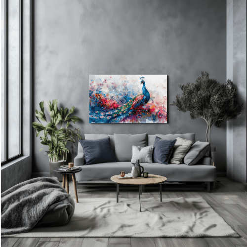 Tableau Paon Majestueux - Collection Lumières & Ombres 🦚 - tableau Décoratif Dwirty Maroc