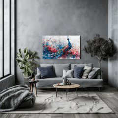 Tableau Paon Majestueux - Collection Lumières & Ombres 🦚 - tableau Décoratif Dwirty Maroc