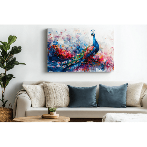 Tableau Paon Majestueux - Collection Lumières & Ombres 🦚 - tableau Décoratif Dwirty Maroc