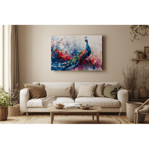 Tableau Paon Majestueux - Collection Lumières & Ombres 🦚 - tableau Décoratif Dwirty Maroc