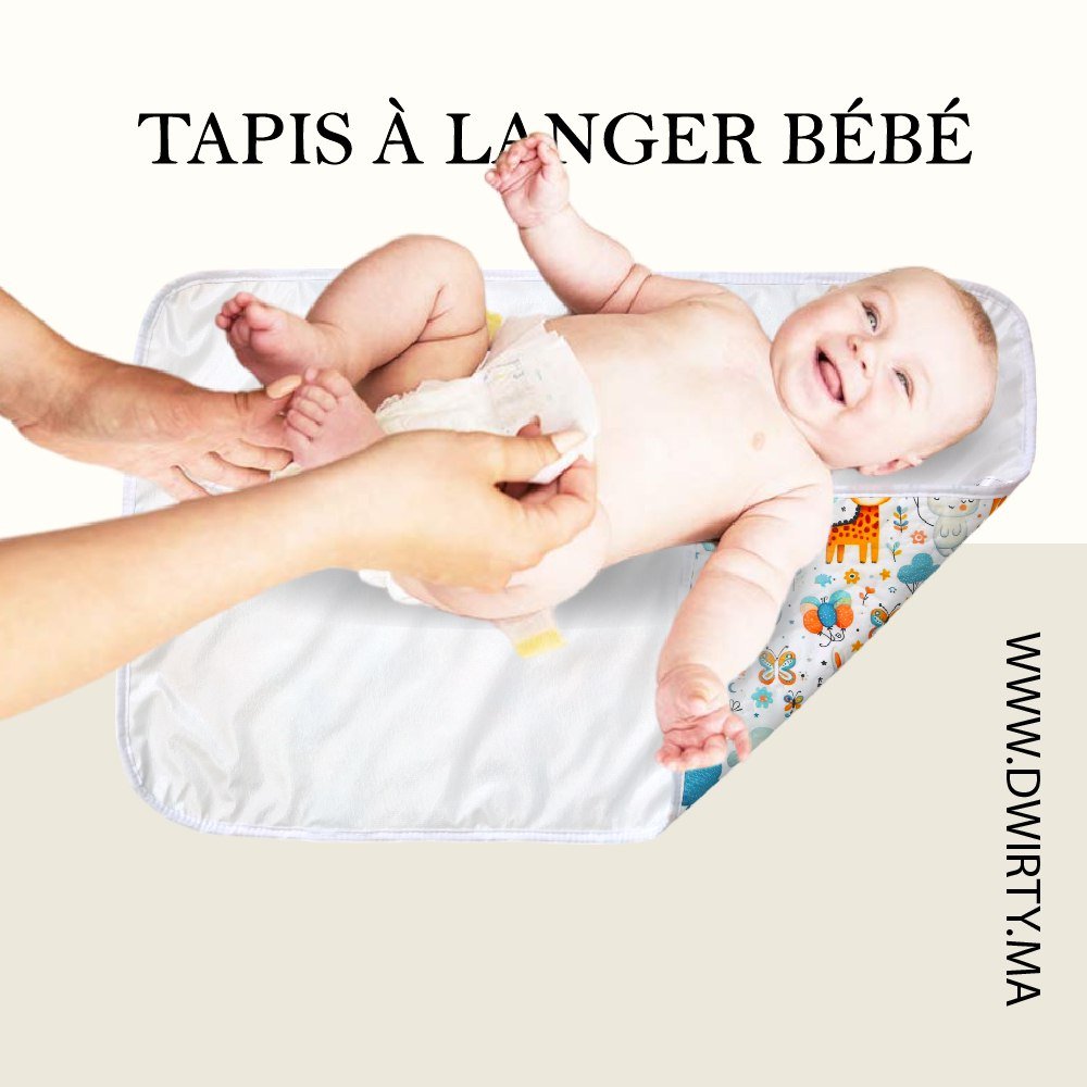 Tapis à Langer Bébé Imperméable Jungle en fête 50x80 cm - Un acheté le 2éme est offert - tapis à langer bébé Dwirty Maroc