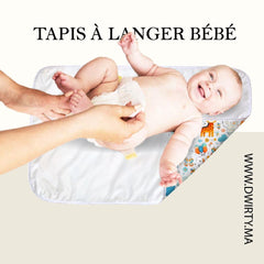 Tapis à Langer Bébé Imperméable Jungle en fête 50x80 cm - Un acheté le 2éme est offert - tapis à langer bébé Dwirty Maroc