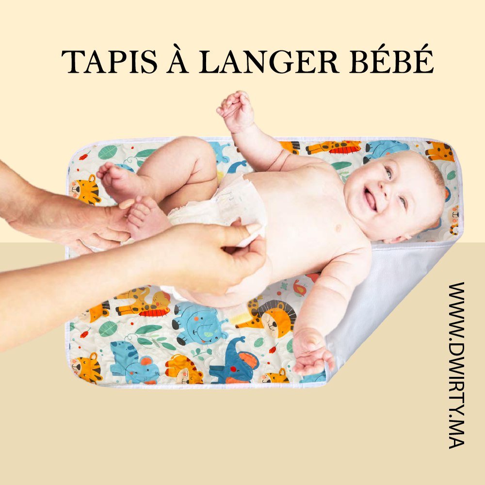 Tapis à Langer Bébé Imperméable Jungle Joyeuse 50x80 cm - Un acheté le 2éme est offert - tapis à langer bébé Dwirty Maroc