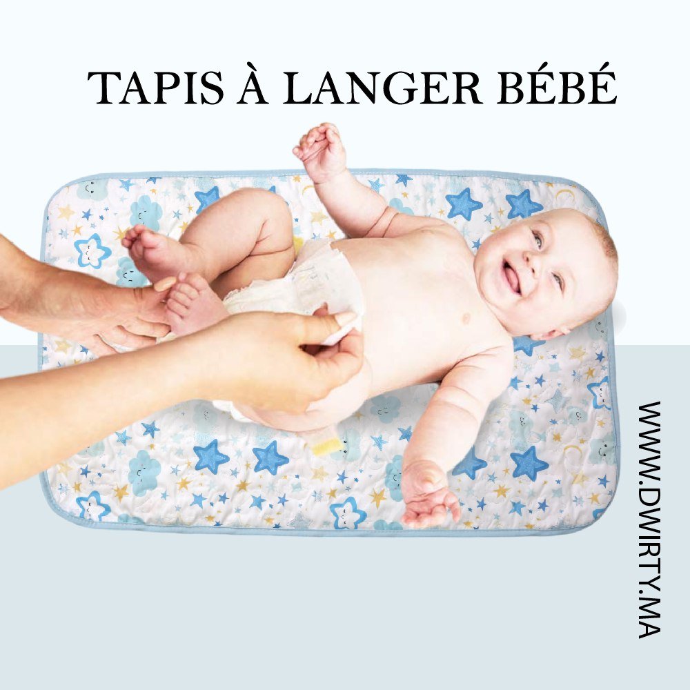 Tapis à Langer Bébé Imperméable Nuit étoilé 50x80 cm - Un achetez le 2éme est offert - tapis à langer bébé Dwirty Maroc