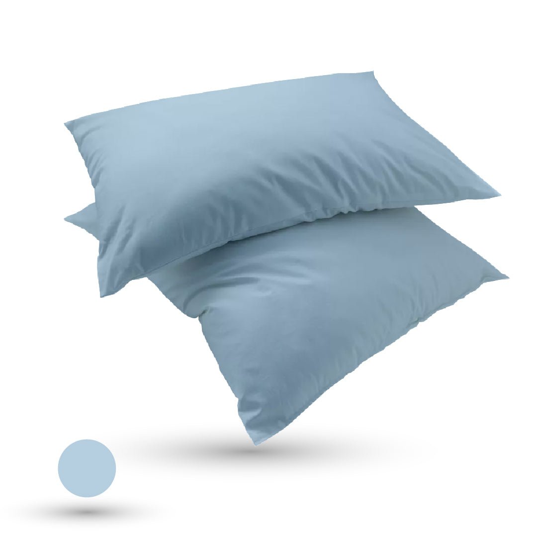 2 Taies d'oreiller Uni Bleu Glacier 50x70cm // Doux & Antiallergique - Taies et protections d'oreiller Dwirty Maroc