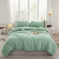 Housse Couette Vert Clair + Taies d'oreillers Offerts