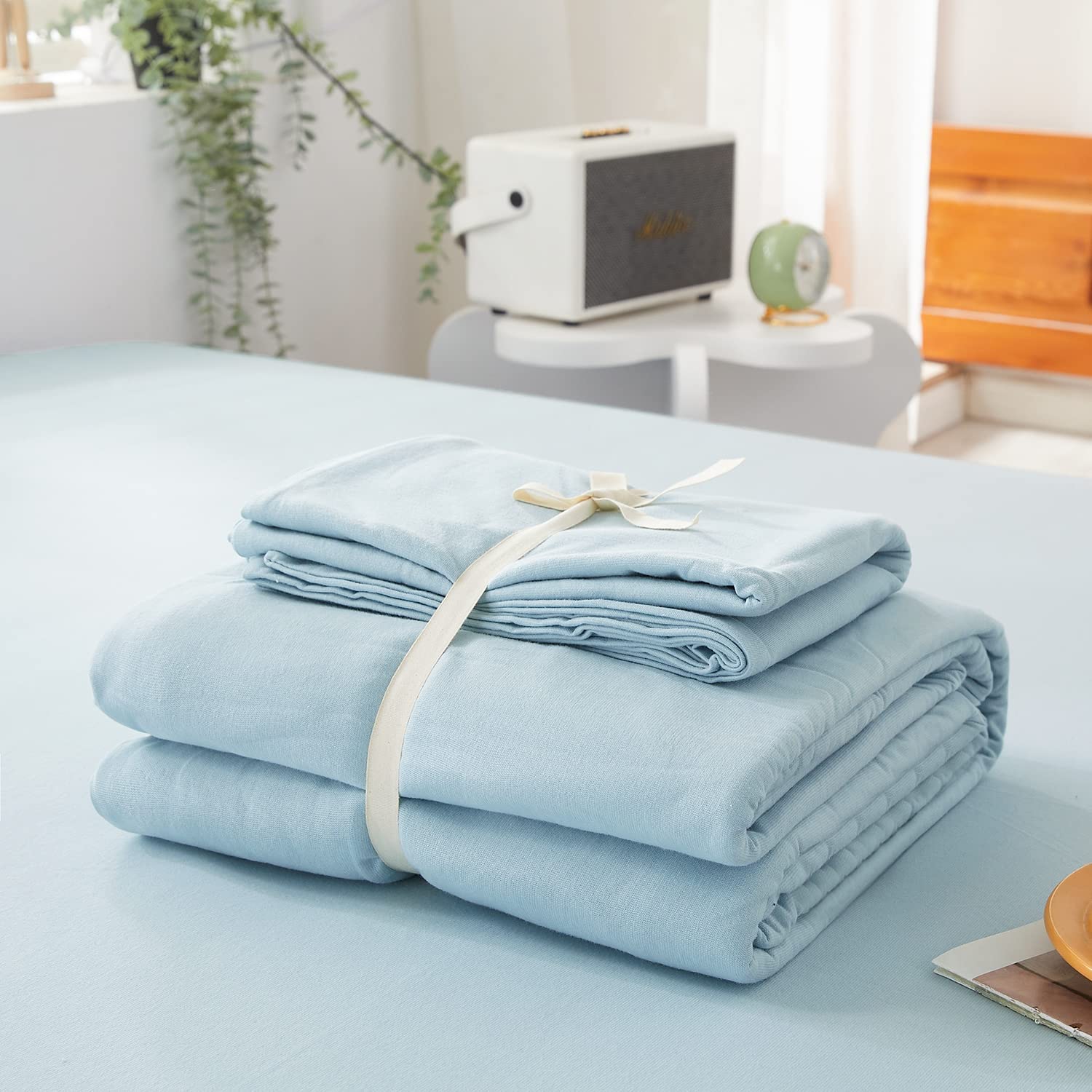 Housse Couette Bleu Glacier + Taies d'oreillers Offerts – Doux & Antiallergique - Couette & Housse de Couette Dwirty Maroc