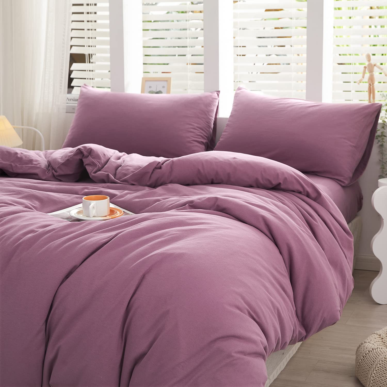 Housse Couette violet Valerian+ Taies d'oreillers Offerts - Doux & Antiallergique - Couette & Housse de Couette Dwirty Maroc