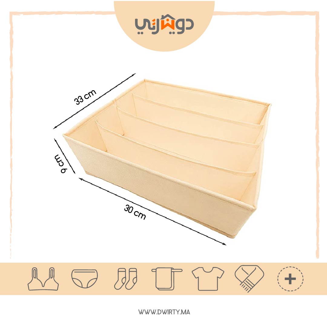 Pack 3 ensemble de boîte de rangement pour sous - vêtement multi - grilles pliable // BF2024 - Dwirty Maroc