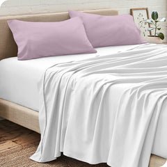 Pack Draps Rose (Drap Housse + Drap Plat + Taie Oreiller) - Doux & Antiallergique - parure de draps Dwirty Maroc