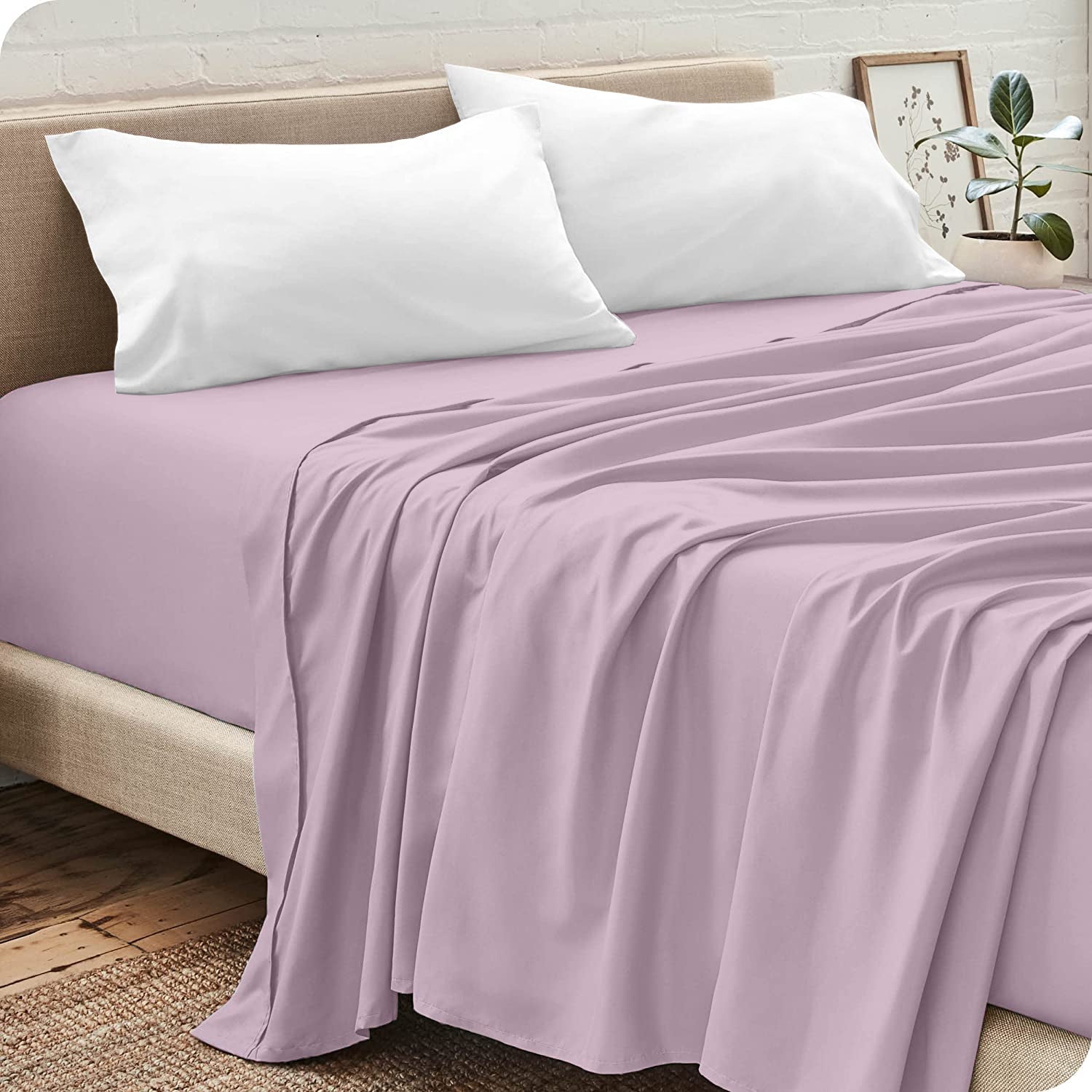 Pack Draps Rose (Drap Housse + Drap Plat + Taie Oreiller) - Doux & Antiallergique - parure de draps Dwirty Maroc