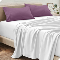 Pack Draps Violet (Drap Housse + Drap Plat + Taie Oreiller) - Doux & Antiallergique - parure de draps Dwirty Maroc