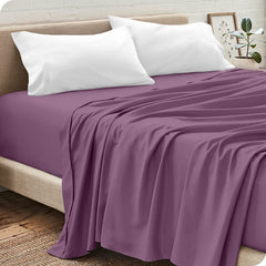 Pack Draps Violet (Drap Housse + Drap Plat + Taie Oreiller) - Doux & Antiallergique - parure de draps Dwirty Maroc